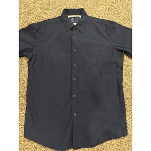 Rugby University Mens XL Navy Blue Pin Dot Short Sleeve Button Down Shirt Cotton